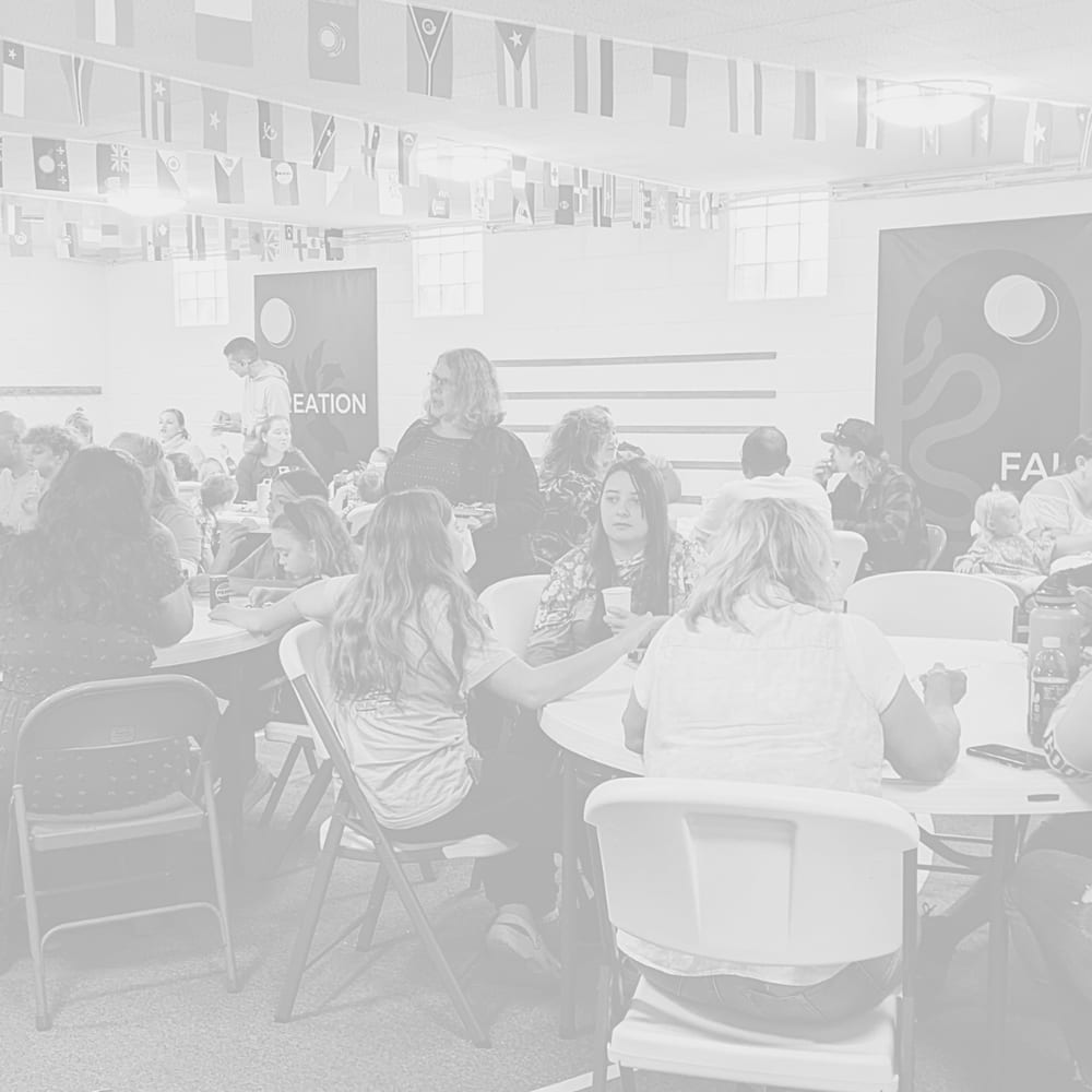 The church family sharing a meal together